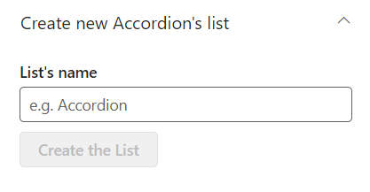 Create new accordion list